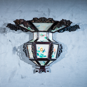 非遗广州宫灯30年历史值得收藏泰国黄花梨宫灯篮型壁灯古家居装饰