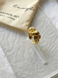 ladybug 厚厚的锡纸团戒指 冷淡风甜酷欧美风搭配戒指适合叠带