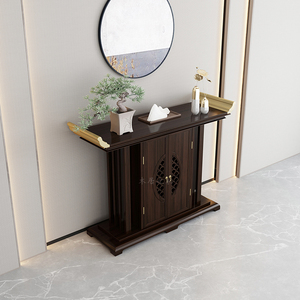 新中式实木餐边柜现代门厅玄关端景柜禅意乌金木置物柜边柜储物柜