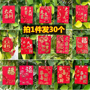 挂摇钱树上的红包带线红绳挂树上红包挂饰福字迷你小红包植物装饰