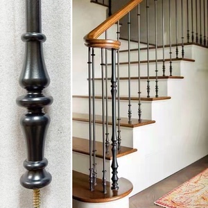 楼梯扶手实木铁艺铝合金简约风格农村自建房别墅室内护栏立柱定制