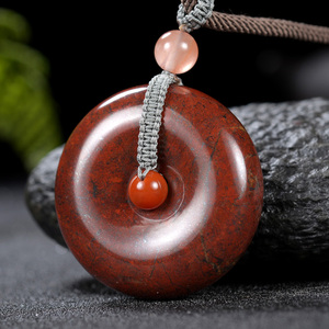 新疆红伊丁陨石吊坠 平安扣挂件锁骨链原石挂坠送妈妈女带证书