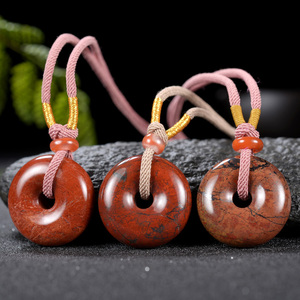 新疆天然陨石 高磁性红伊丁平安扣吊坠 能量陨石原石锁骨链带证书