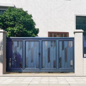 庭院别墅乡村自建房新现代铝艺大门中式简约推拉平移电动折叠对开