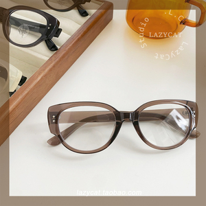 53mm时尚复古猫眼大框眼镜女粗框素颜神器黑色TR90眼镜架可配近视