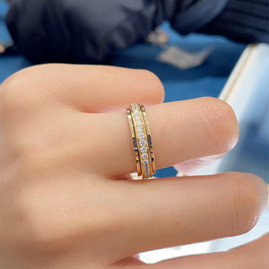 代购piaget/伯爵时来运转戒指 18k玫瑰金 满钻 男女情侣对戒婚戒