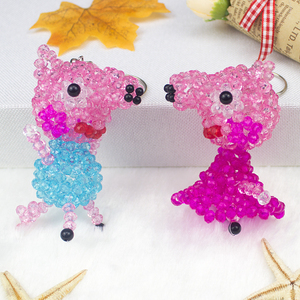 创意手工diy串珠成品小猪佩奇钥匙挂件猪年礼物乔治玩具包包挂饰