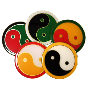 二元太极图阴阳鱼补角风水摆件房屋缺角牌八公分绿红黄黑白万字符