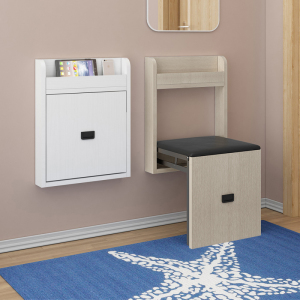 实木墙折叠换鞋凳壁挂式过道超薄伸缩墙上折叠玄关椅穿鞋坐凳