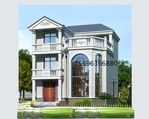 三间三层复欧式别墅设计图纸二层半新农村自建房屋全套效果施工图