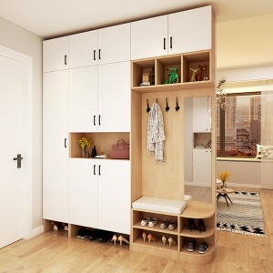 004人付款天猫实木鞋柜衣帽柜一体进门口简约现代大容量靠墙原木色