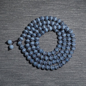 天然蓝沁一线药师手链 藏蓝圆珠佛珠 蓝天地一线玛瑙手串8mm108粒