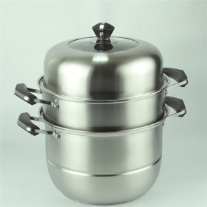 特价清仓加厚德国锦彩城新款特厚不锈钢蒸锅节能复底三层30cm蒸锅
