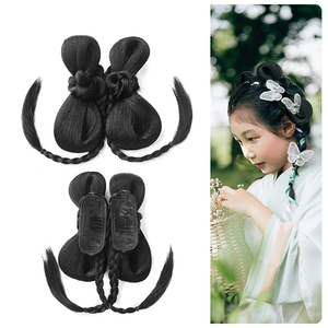 儿童古装汉服造型假头发髻包新款池夏蝴蝶结女童发饰丫鬟同款懒人