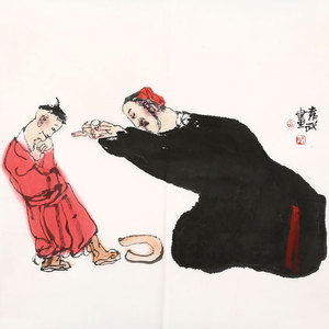 袁武名家字画国画纯手绘抽象水墨人物画四尺斗方收藏赠合影画册2