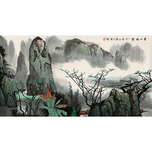 名家白雪石国画字画纯手绘三尺横幅山水画装饰风水画收藏赠画册5
