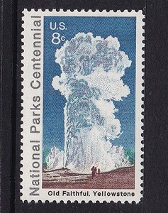 美国邮票 1972年国家公园百年.旅游.黄石公园喷泉 新(拍4件给方连