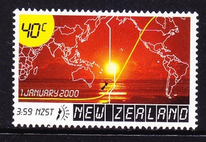 新西兰邮票 2000年千禧年.新世纪第一缕阳光.太阳.地图 1全 新