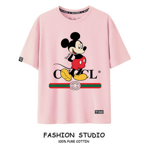 新款disneymicky米奇联名系列古驰短袖t恤女迪士尼米老鼠酷奇衣服