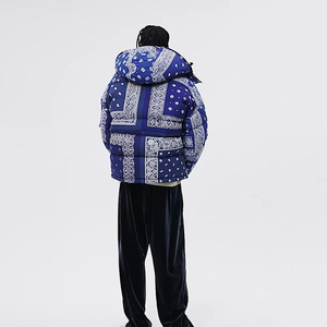 readymade风格 古布腰果花拼接复古 笑脸刺绣 连帽羽绒服男女外套