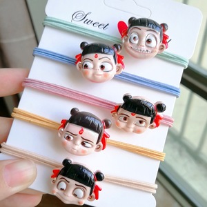 哪吒发饰俏皮可爱皮筋韩版头饰2元店扎头发网红爆款哪吒表情发圈