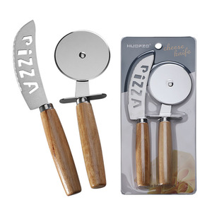 橡木柄芝士刀披萨刀牙刀滚轮刀家用PIZZA工具套装烘培工具批萨刀