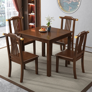 实木餐桌椅组合4人6人正方形简约现代小户型木质家用饭桌西餐桌