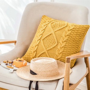 长也夕 针织抱枕复古民宿靠枕客厅沙发方形45x45大号靠垫套腰枕