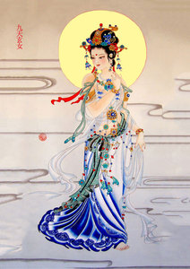 定制九天玄女画像相纸塑封水晶摆台油画布卷轴挂画贴画中堂画壁布