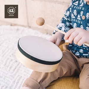 婴儿手鼓儿童拍拍小鼓宝宝木制玩具1-3岁音乐启蒙奥尔夫敲打乐器