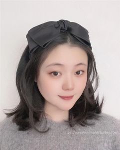 韩国新款宋智雅同款黑色超大头顶双层蝴蝶结宽边发箍卡发饰品女生
