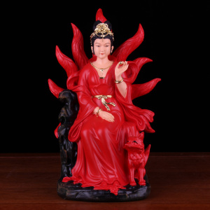 九尾狐九尾娘娘红衣白衣12寸16寸树脂神像佛像摆件青丘
