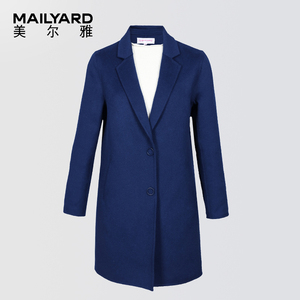美尔雅女装中长西装领通勤款大衣 绵羊毛双面呢百搭呢子外套301