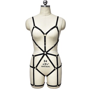 性感吊带连体绳衣束缚捆绑露胸大码情调内衣欧美哥特朋克线束制服