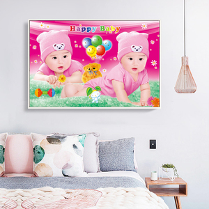 双胞胎宝宝客厅卧室儿童钻石画钻石绣十字绣家居壁画装饰满钻贴画