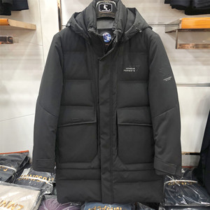 百天鹿21065羽绒服外套商务保暖中长百天奴冬装休闲外穿衣拆卸帽