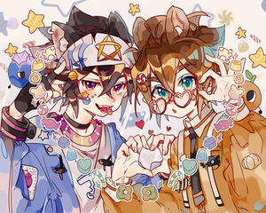 【玉和糖】凹凸世界雷安白色情人节心形徽章雷狮安迷修甜度百分百