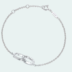 蒂芙尼手链 香港正品代购 tiffany纯银双环1837吊坠延长链 包邮