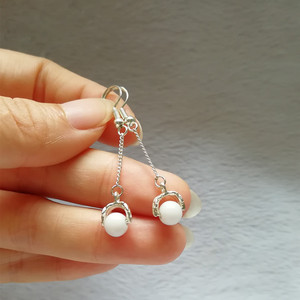 正品天然玉石独山玉翡翠白玉独玉水滴耳坠耳环耳钉玉器饰品特价秒