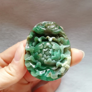 收藏天然独山玉吊坠南阳独玉牡丹花挂件喜鹊玉坠花开富贵玉器直播