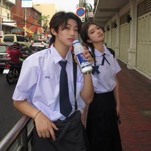 夏季原版jk泰国泰式校服短袖衬衫女学院风毕业季学生裙子制服套装