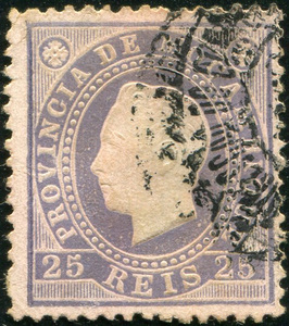 5008：佛得角1886年路易斯国王25r信销票 小缺损外国邮票BE