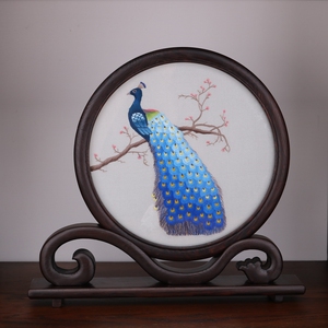 苏绣双面绣屏风复古摆件手工刺绣苏州特色工艺品新居乔迁商务礼品