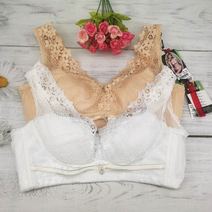 茵芙莎品牌内衣女无钢圈白色调整型防下垂大胸显小防下垂聚拢文胸