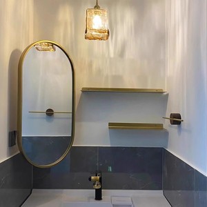 卫生间对角转角镜子风水墙角挂镜可旋转浴室镜椭圆形侧边斜角镜子
