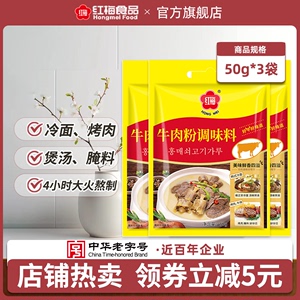 红梅牛肉粉调味料50g*3袋 火锅米线麻辣烫牛肉面牛杂汤煎牛扒底料