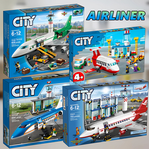 中心机场飞机场客机波音航空城市系列拼装积木小颗粒模型儿童玩具