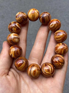 文玩天然河马牙齿手链 牙雕圆珠手串佛珠男款饰品手把件