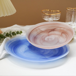 中式水墨玻璃盘高颜值点心盘小众仙气感凉菜盘子沙拉盘精致水果碟