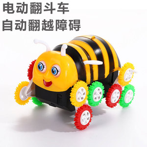 网红小蜜蜂电动翻滚车玩具儿童1一3岁宝宝特技翻斗车男孩玩具车